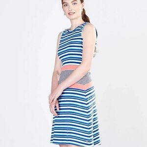 Hatley Sarah Dress Sunrise Stripes Blue and Pink Sleeveless Size Medium